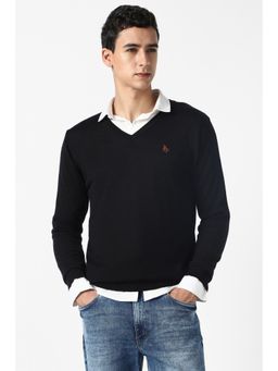 Van Heusen - Men Black Solid V Neck Sweater