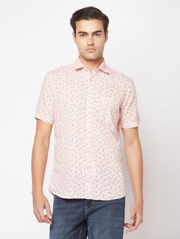 CRIMSOUNE CLUB - Men Pink Short Sleeve Floral Shirt