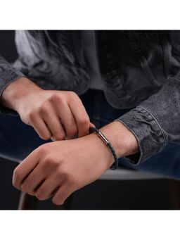 Police - Barrell Ss Blue Green Bi-Leather Bracelet - PEAGB0035008