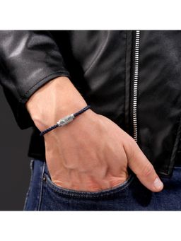 Police - Bolt Ss Wing Logo Navy Braided Bracelet - PEAGB0035102