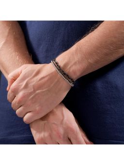 Police - Double Action Gunmetal Beads Bracelet - PEAGB0035301