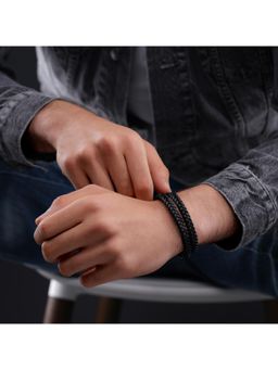 Police - Braid Gold Flat Black Wrap Bracelet - PEAGB0037401