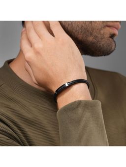 Police - Recall All Black Flat Leather Bracelet - PEAGB0079203