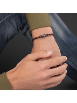 Police - Carbon Ss Brown Braided Leather Bracelet - PEAGB0079403