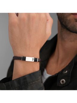 Police - Ridgecord Ss Brown Braided Flat Leather Bracelet - PEAGB0079502