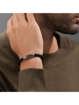 Police - Skyfall Ss Emblem Blue Leather Bracelet - PEAGB0079601