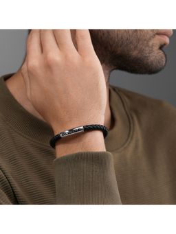 Police - Skyfall Black Emblem Black Leather Bracelet - PEAGB0079604