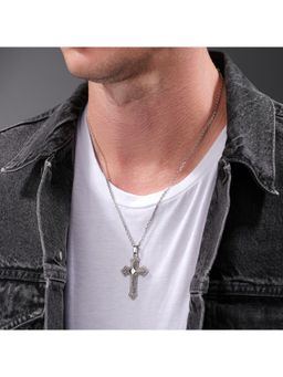 Police - Stoneset Ss Cross P Logo Pendant Necklace - PEAGN0036501