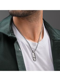 Police - Baseline Ss Black Crystal Tag Necklace - PEAGN0079101