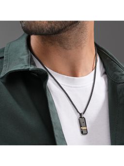 Police - Baseline Gunmetal Gold Crystal Tag Necklace - PEAGN0079102