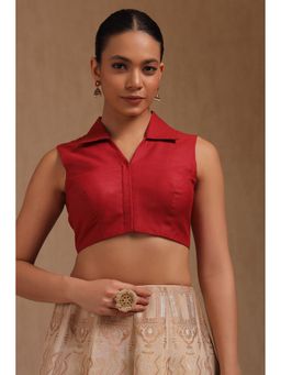 Soch - Maroon Linen Solid Padded Stitched Blouse