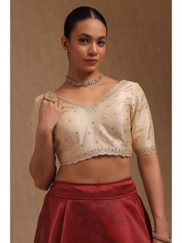 Soch - Cream Tussar Embroidered Padded Stitched Blouse