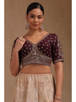 Soch - Wine Georgette Embroidered Padded Stitched Blouse