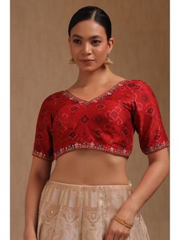 Soch - Red Silk Blend Padded Stitched Blouse