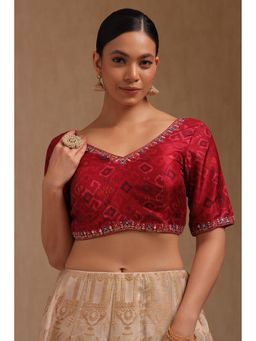 Soch - Maroon Silk Blend Padded Stitched Blouse