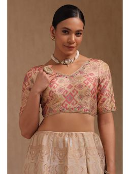 Soch - Beige Silk Blend Padded Stitched Blouse