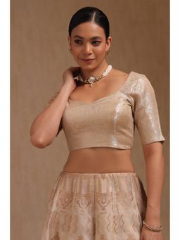 Soch - Silver Tussar Floral Padded Stitched Blouse