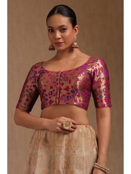 Soch - Magenta Tussar Floral Padded Stitched Blouse
