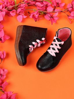 D'chica - Girls Black Winter Boots with Zip Closure