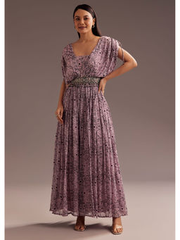 KALKI FASHION - Purple Chiffon Embellished/Sequined Jumpsuit