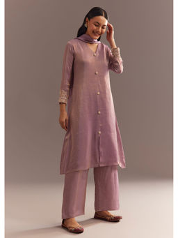 KALKI FASHION - Purple Tissue Embellished/Sequined Kurta with Pant and Dupatta (Set of 3)