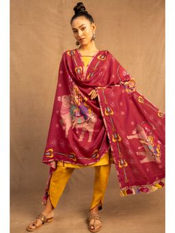 UDD DESIGN - Maroon Printed Trishula Dupatta