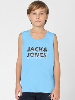 Jack & Jones Junior - BOYS Blue Logo Print T-shirt Vest