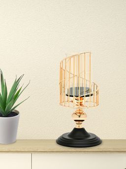 At Home by Nilkamal - Spiral Candle Stand (Black & Gold)