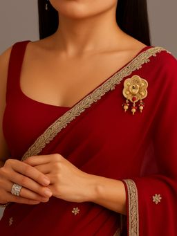 I Jewels - Gold-Toned Ethnic Peacock Design Saree Brooch