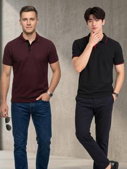 Greylongg - Multi-Colour Comfortable Men's Polo T-Shirt (Pack of 2)
