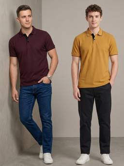 Greylongg - Multi-Colour Comfortable Men's Polo T-Shirt (Pack of 2)