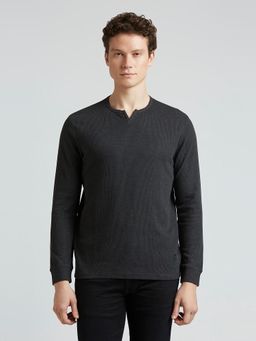 Pepe Jeans - Charcoal Textured Full Sleeves T-Shirt