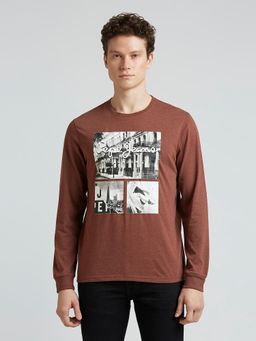 Pepe Jeans - Brown Graphic Print Full Sleeves T-Shirt
