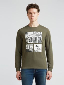 Pepe Jeans - Green Graphic Print Full Sleeves T-Shirt