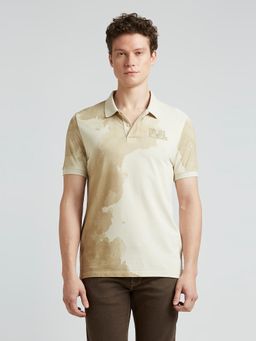 Pepe Jeans - Beige Print Polo Collar Short Sleeves T-Shirt