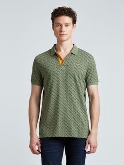 Pepe Jeans - Green Print Polo Collar Short Sleeves T-Shirt