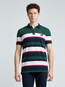 Pepe Jeans - Green Stripes Polo Collar Short Sleeves T-Shirt