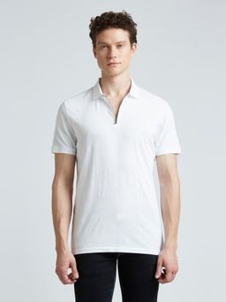 Pepe Jeans - White Self Design Polo Collar Short Sleeves T-Shirt