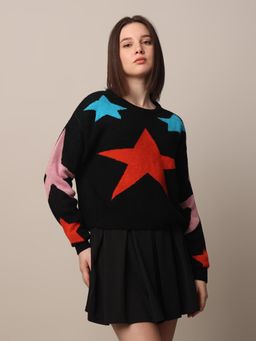 ONLY - Women Black Regular Fit Pull Over Sweater