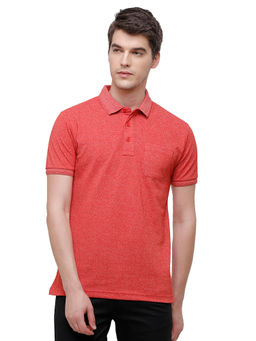 Classic Polo - Men Cotton Solid Half Sleeve Slim Fit Polo Neck Peach Color T-Shirt