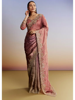 KALKI FASHION - Shaded Tissue Heavy Embroidered Saree with Unstitched Blouse