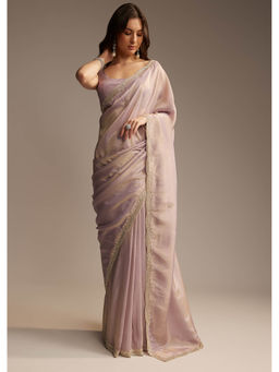 KALKI FASHION - Lavender Tissue Cut Dana Sequin Work Saree with Unstitched Blouse