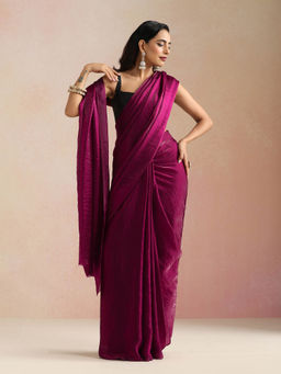 trueBrowns - Magenta Tissue Saree with Unstitched Blouse