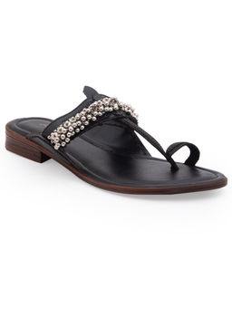 5 Elements by Radhika Gupta - Black Embellished Kolhapuris