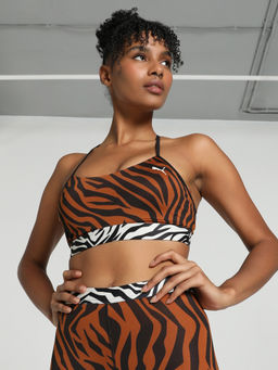 Puma - MOVE ANIMAL REMIX Womens Brown & Black Sports Bra