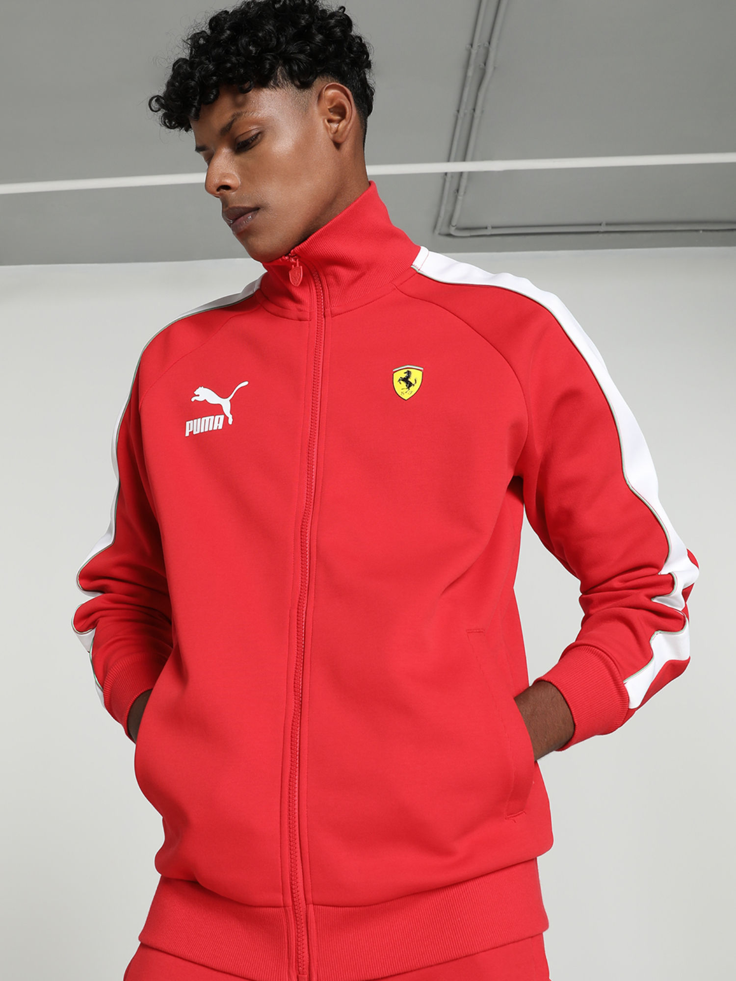 Buy Puma Ferrari Race Iconic T7 Mens Red Jacket Online