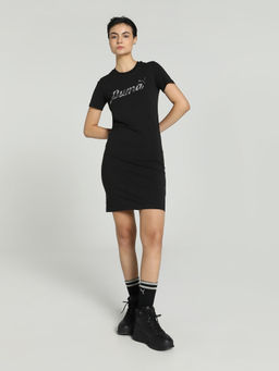 Puma - Essentials+ BLOSSOM Graphic Womens Black Mini Dress