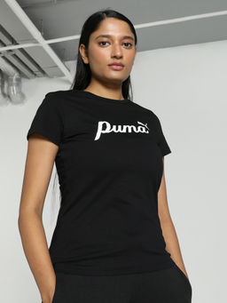 Puma - Essentials+ Script Womens Black T-Shirt