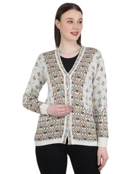 Monte Carlo - White Printed Cardigan