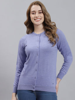 Monte Carlo - Lt Purple Mix Solid Round Neck Cardigan